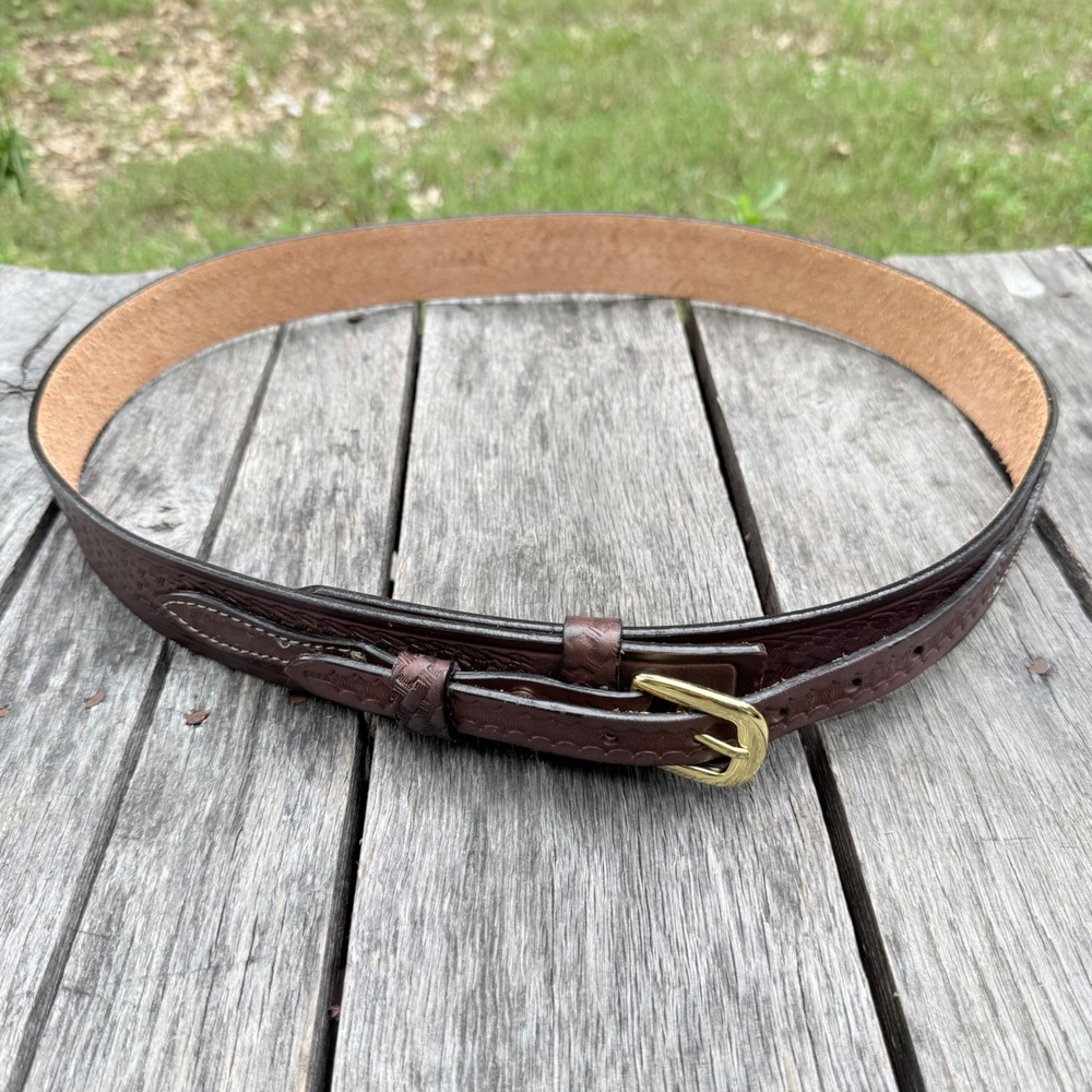Cabelas Tooled Brown Leather Ranger Belt Men's 42 Western Cowboy 900081F09